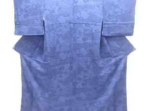 縮緬地花に波模様小紋着物